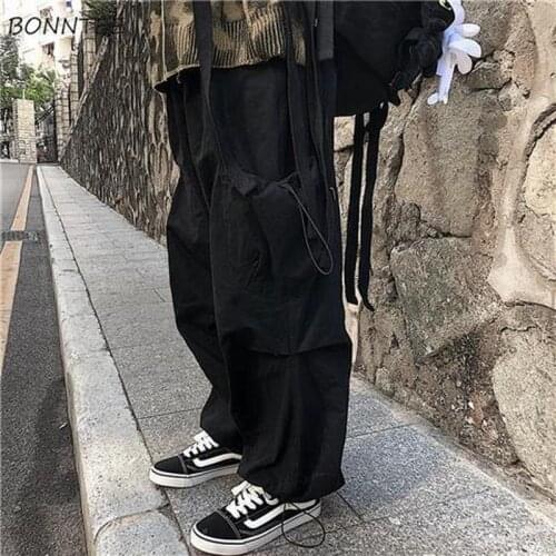 Cargo-Pants Women Solid Leisure High-waist Streetwear All-match Harajuku S-3XL Chic Vintage Loose Drawstring Ins Clothing Spring