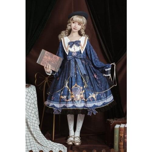 Lolita One Piece Dresses Long Dleeve Butterfly Love Girls Dresses