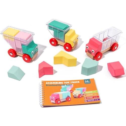Children Preschool Puzzle Game Montessori Assembling Toy Truck Wooden Intellectual Challenge Learning Education Toys for Baby
