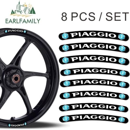 EARLFAMILY 13cm x 1.3cm 8x for Piaggio Rim Stickers Wheel Stripes Set Car Motorbike Motorcycle Racing Decal Flat Glue Sticker