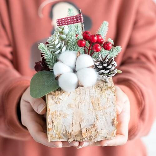 Simulation of red fruit potted living room light luxury dining table flowers dried flowers fruit flower arrangement decoration