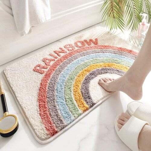 New Thickened Bathroom Mat Water Absorption Carpet Living Room Kitchen Bedroom Anti-slip Doormat Household Flocking Printing Rug