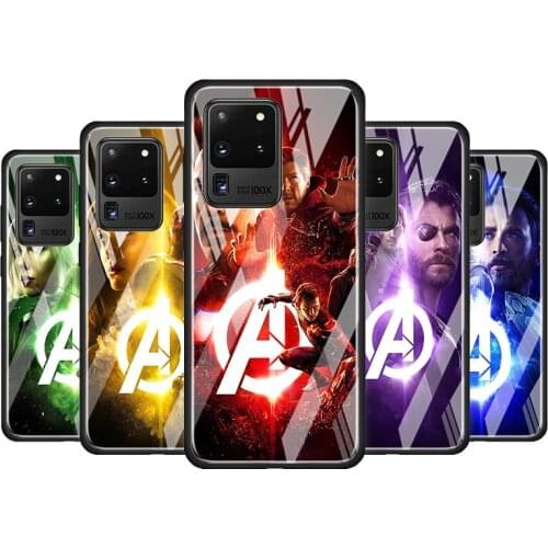 Marvel hero colorful for Samsung Galaxy S20 FE Ultra Note 20 S10 Lite S9 S8 Plus Luxury Tempered Glass Phone Case Cover