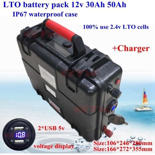 Lithium titanate battery 12V 50AH 60ah LTO Lithium ion Battery for boat motors solar panel power bank fast charge + 6A charger