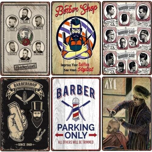Vintage Barber Hairdressing Metal Tin Sign Plaque Retro Metal Poster Bar Pub Club Barber Decorative Iron Painting Metal Plate