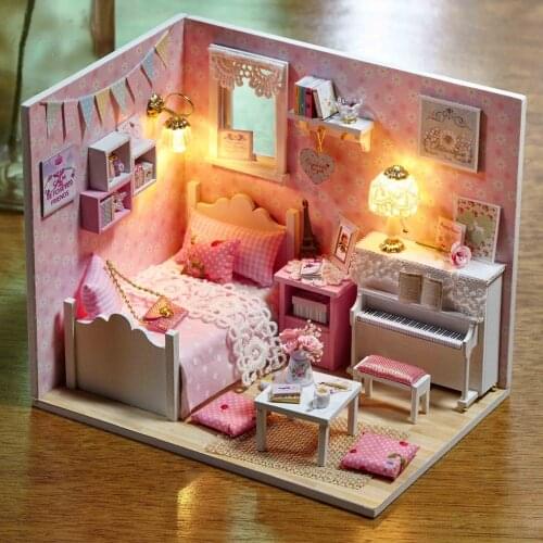 DIY Miniature Dollhouse Project with Dust Cover and LED Light