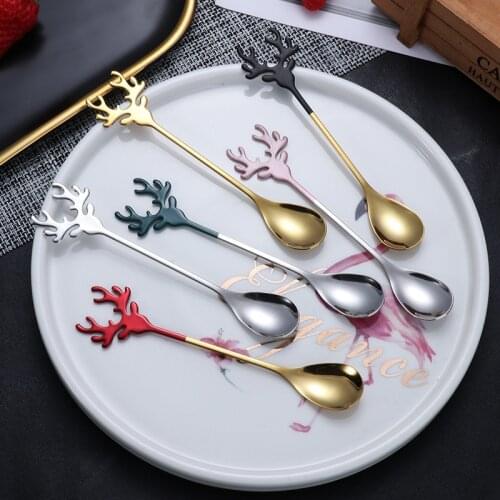 New Year 2022 Christmas Elk Spoons Xmas Party Tableware Ornaments Christmas Decorations for Home Table Navidad Noel Natal Gift