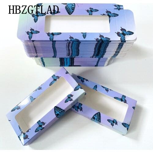 NEW 50/100 Pcs Holographic Butterfly Eyelash Packaging Box Wholesale Empty Eyelash Package Boxes Case 25mm Lashes Rectangle Box