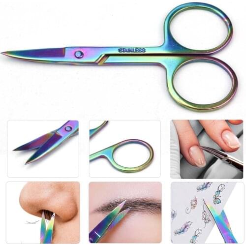 Nail Cuticle Curved Head Eyebrow Scissor Dead Skin Remover Chameleon Manicure Scissor For Professional Stainless Steel Nail Tool