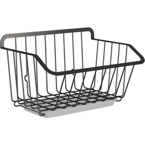 P8DE Kitchen Wall Hanging Storage Basket Fruit Vegetable Spice Rack with Drain Organizer Dish Drying Shelf