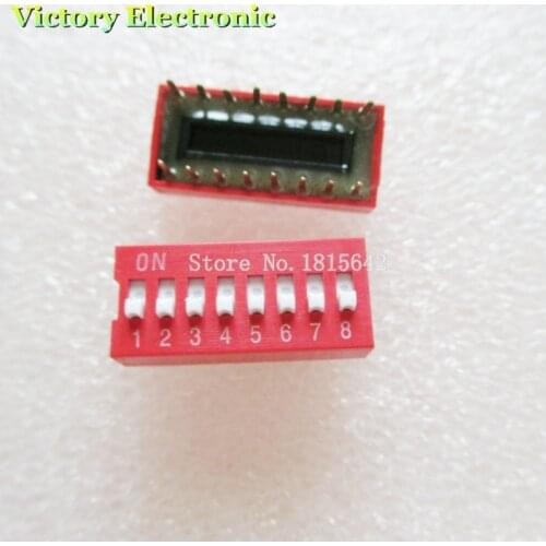 10PCS/Lot DIP Switch 8 Way 2.54mm Toggle Switch Red Snap Switch Wholesale Electronic
