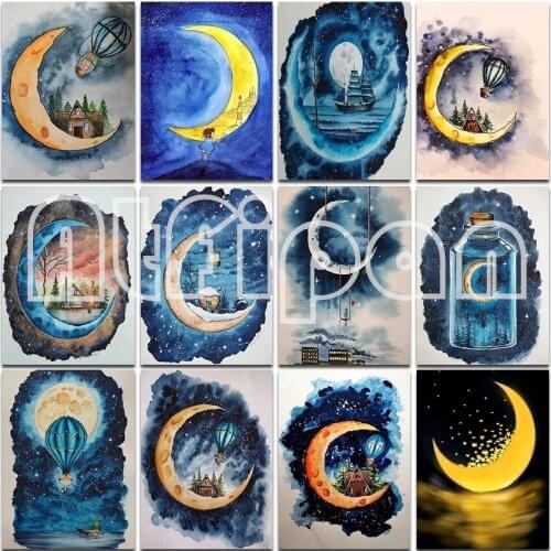 Full Square Drill 5D Diy Diamond Painting Cartoon Moon Wishing Bottle Diamond Embroidery Cross Stitch Mosaic Crafts Home Decor