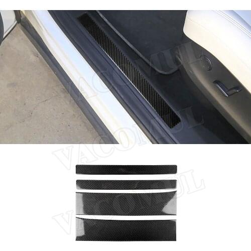 Carbon Fiber Car Door Sill Protective Sticker Anti Scratch Scuff Pedal Guards Covers For Tesla Model X 2015-2019