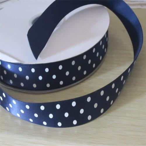 7/8" 22mm 100% polyester dots printed satin ribbon gift hair bows Ribbons Accessories SR02