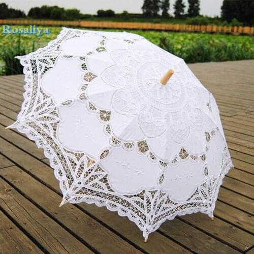 Wedding lace umbrella cotton embroidery white lace parasol wedding umbrella craft lace umbrella