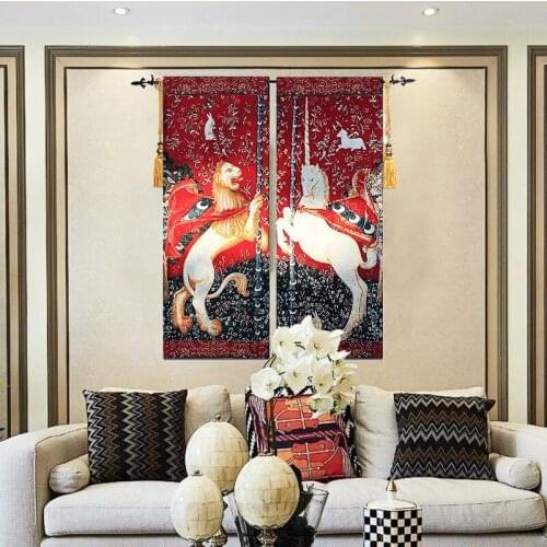 Unicorn Theme Medieval Tapestry Wall Hanging Living Room Decoration Bohemian Blanket Throw Classical Artistic Paintings