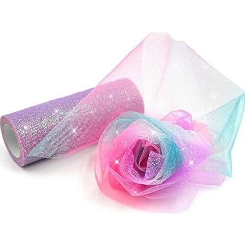 Sash Bow Skirt Wedding Party Gift Ribbon Birthday Decoration Rainbow Glitter Tulle Rolls for Table Runner Chair