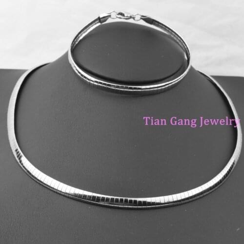 Newest Silver Color Stainless Steel Womens Choker Chain Necklace Bracelet Set
