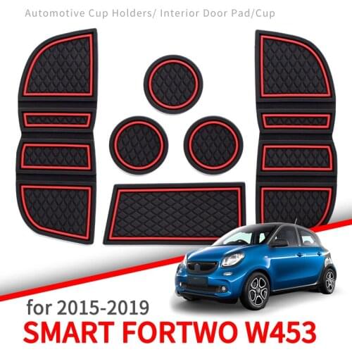 ZUNDUO Anti-Slip Gate Slot Pad for Smart 453 fortwo W453 Cup Holders mat Non-slip mats Accessories Rubber Coaster White Luminous