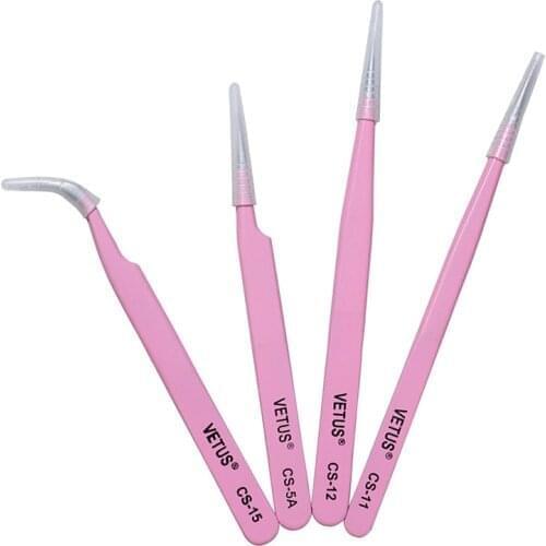 1 PC Makeup Professional Eyelash Tweezers 3D Volume Eyelash Extension Stainless Steel pink Tweezer Lash Eyebrow Tweezers