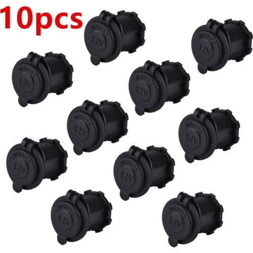 10pcs 12V Car Cigarette Lighter Socket Waterproof Auto Boat Motorcycle Tractor Power Outlet Auto Power Adapter Socket Dropping