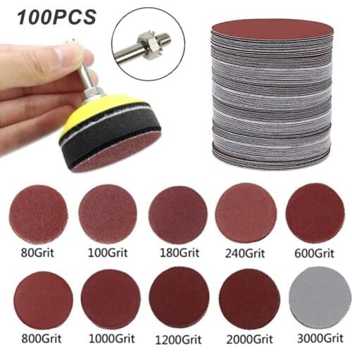 100Pcs 2" 50mm Round Sanding Discs Polishing Pad Sander Paper Set 80-3000Grit for Home Outdoor Tools Parts