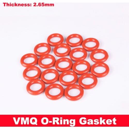 120pcs 4x2.65 4*2.65 5x2.65 5*2.65 5.3x2.65 5.3*2.65 (ID*Thickness) VMQ Food Grade Red Silicone Oil Seal O Ring Gasket