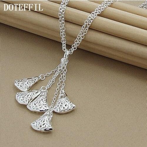 DOTEFFIL 925 Sterling Silver Multi-Chain Hollow Ball Five Pendant Necklace Chain For Women Engagement Wedding Charm Jewelry