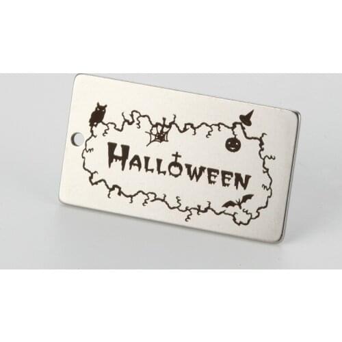 3 Style SHigh Quality Stainless Steel Halloween Gift Pendant Charms Halloween Rectangle Charm Dangle DIY Accessories Jewelry