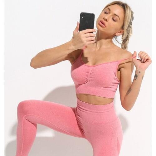 Seamless Gym Sets Fitness Sports Suits Women Outfit Clothing High Waist Booty Leggings Sports Bra Running Athletic Wear Yoga Set