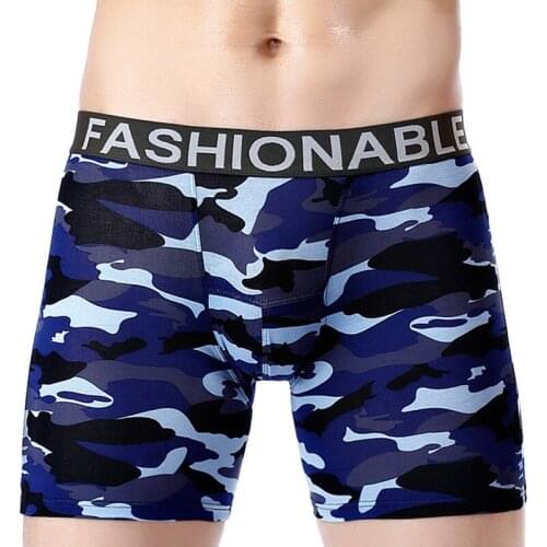 Camouflage Boxer Men Soft Underpant Knickers Shorts Sexy Underwear Ropa Hombre Comfortable Cotton Mens Underwear Long Boxers 3XL