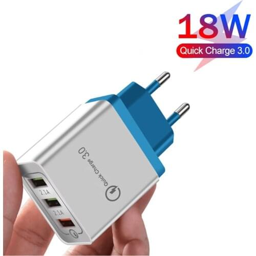 Fast USB Wall Charger QC 3.0 18W Phone Adapter For OPPO A74 A52 A53 A72 Reno 2 Z 3 4 Pro Huawei Honor 10X 9X 30 20 10 9 8 Lite