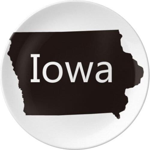 Iowa America USA Map Silhouette Dessert Plate Decorative Porcelain 8 inch Dinner Home