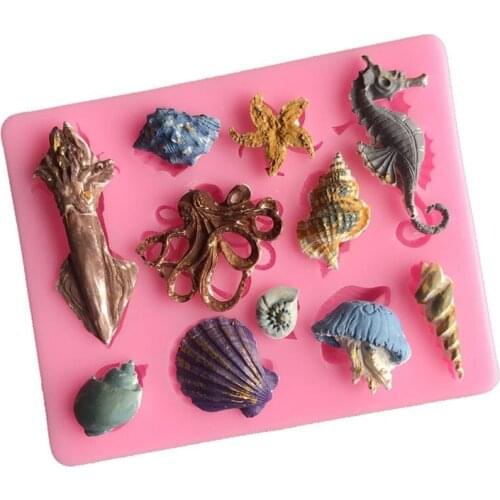 DIY Marine Organism Biscuit Mold Silicone Multifunctional Baking Cake Candle Chocolate Cookie Mold