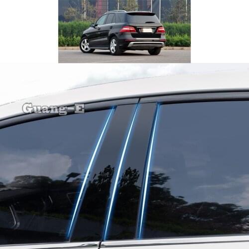 For Benz ML ML300 ML320 ML350 ML400 4MATIC 2011-2019 Car PC Material Pillar Post Cover Door Trim Window Piano Black Sticker