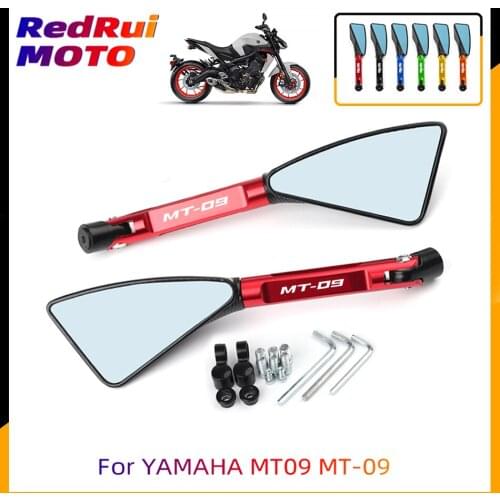 For YAMAHA MT09 MT-09 Universal Motorcycle Accessories CNC Aluminum Blue Lens Rear View Side Mirror Laser Logo(MT-09)