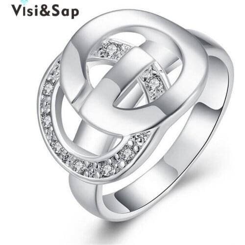 Visiap Double O jewelry Wedding rings Lovers gifts fashion Jewelry cubic zirconia ring Dropshipping VSR044