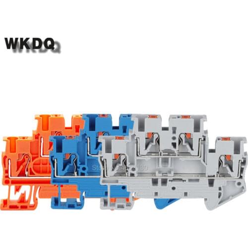 10Pcs PTTB2.5 Push-In Double Level 2 Layer Connection Plug PTTB-2.5 Wire Electrical Connector Din Rail Terminal Block PTTB 2.5