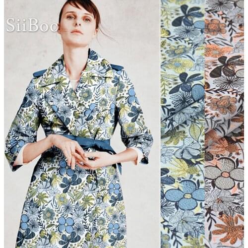 Elegant blue gold floral metallic jacquard brocade fabric apparel for dress coat tissue cloth tela tejido stoffen yarn SP5659