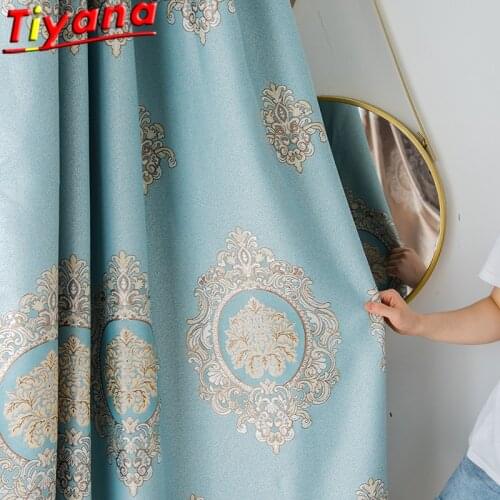 European Luxury Embroidery Geometry Curtains for Living Room Blackout Vintage Jacquard Window Drapes for Bedroom X-HM682* VT