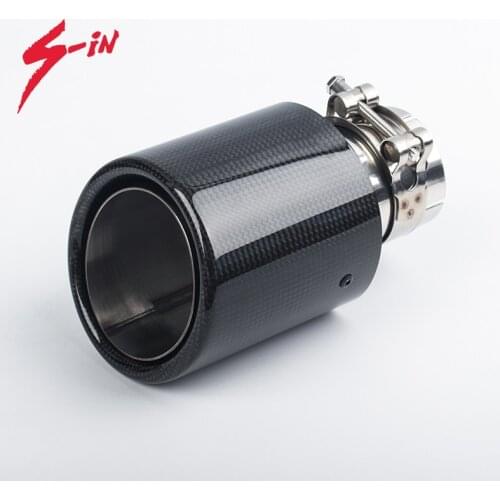 Exhaust Muffler Tip Carbon Fiber Glassy Matte 20Pcs Logo Customization Clamp Buckle Stainless Steel Muffler