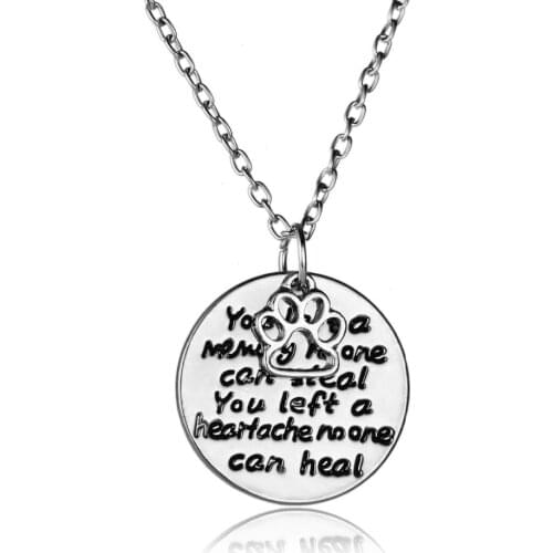 Hot arrival"You left a Memory no one can steal you left a heartache no one can heal" Necklace Paw Print Pendant Pet Lover Gifts