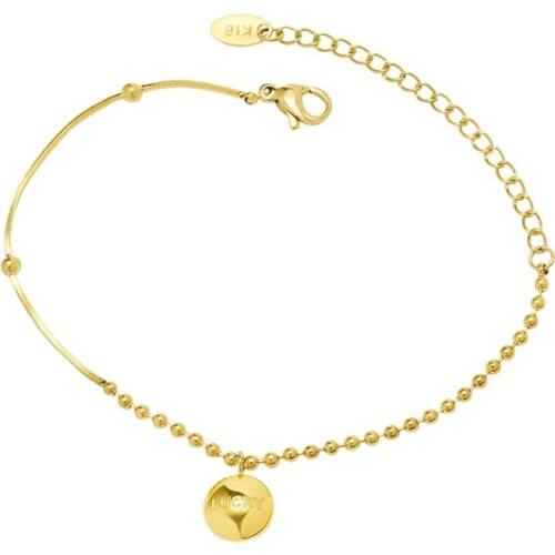 Exquisite Snake Bone Chain With Round Bead Chain Lucky Round Charm Bracelets For Women Fashion Stainless Steel Bracelet Jewelry