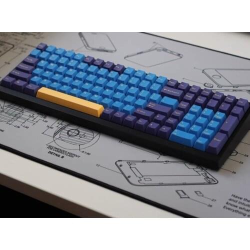 1 Set/123 Key PBT Keycap Two-color process OEM height Personalized Blue with with purple Keycap For Mechanical Keyboard