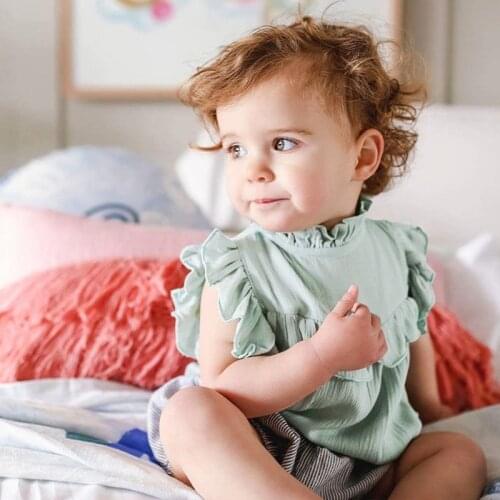 Baby infant triangle girls climb multicolor lace collar sleeveless jumpsuit climb clothes