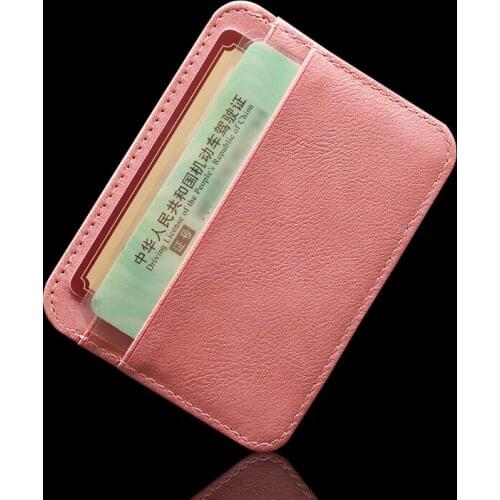 Women Men Bank ID Card Holder Package Small Ultra Thin Cover Fashion Solid Color Wallet PU Leather Multi-Bit Pack Bag Purse