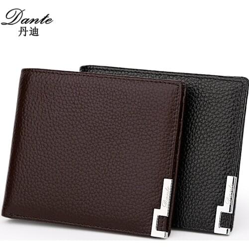 Genuine Cow Leather Black Brown Men Wallets Luxury brand Business Fashion Style Short Wallet Handy Card Holder