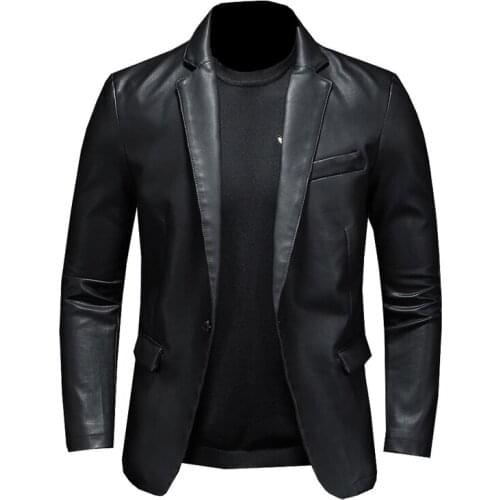 Fall 2021 New Suit Oversized Leather Jacket Business Fashion Mens Jacket Mens Slim Fit PU Leather Jacket Suit For Men