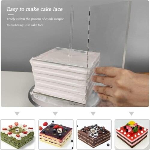11pcs Acrylic Round/Square Cake Disk Set Circle Base Boards with Center Hole Pillar Comb Scrapers Dowel Rod Kitchen Tool