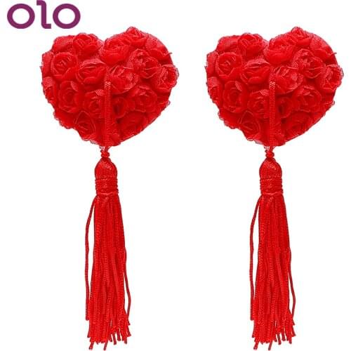 OLO 1 Pair Breast Covers Nipple Stickers Pasties Heart Lace Women Lingerie Bra Role Play Adult Game Sex Toys for Couples